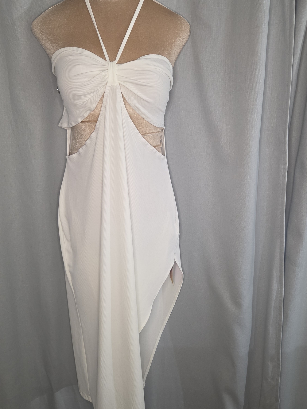Shein White Halter Cutout Midi Dress - Beach Wear 3X With Matching Undergarmet